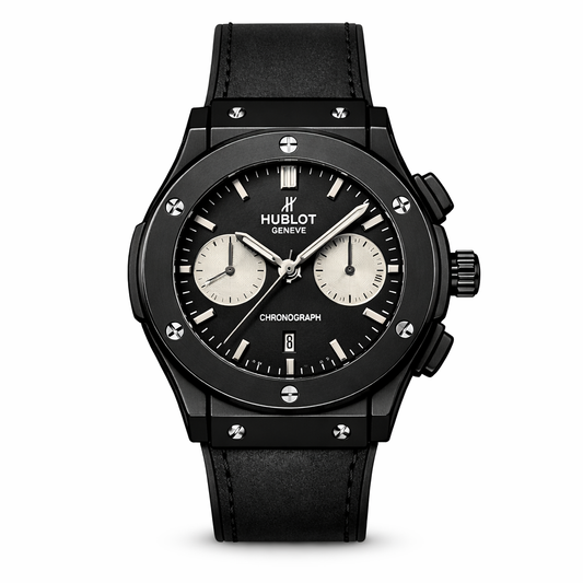 Luxury Hublot Chronograph Black Dial Men's Watch – Leather Strap