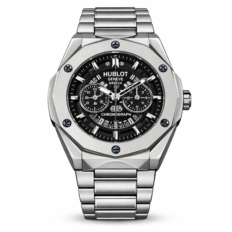 Luxury Hublot Chronograph Stainless Steel Men's Watch – Black Dial