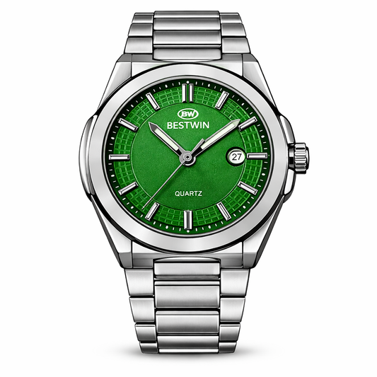 Bestwin Green Dial Stainless Steel Quartz Men's Watch